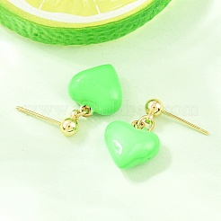 Valentine's Day Heart Brass Enamel Dangle Stud Earrings&nbsp;EJEW-Z164-19G-04