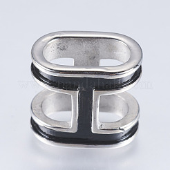 Leather Bracelet Findings Smooth Surface 304 Stainless Steel Enamel Slide Charms Beads&nbsp;STAS-I072-011P