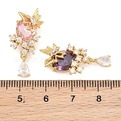 Brass Micro Pave Cubic Zirconia Pendants&nbsp;CU-CBA8183-09G