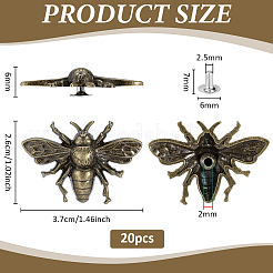 20Pcs Zinc Alloy Bees Decorative Rivets&nbsp;FIND-PH0062-14AB