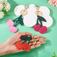 3Pcs 3 Colors PU Leather Alloy Keychains&nbsp;KEYC-TA0001-41