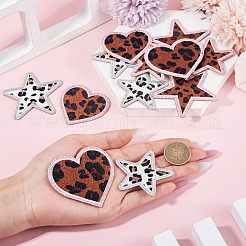 12Pcs 6 Styles Polyester Leopard Print Embroidery Cloth Iron on/Sew on Patches&nbsp;PATC-TA0001-57