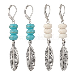 2 Pairs Alloy Feather Hoop Earrings&nbsp;EJEW-JE06713