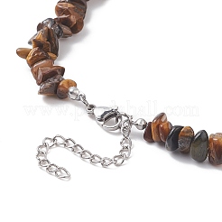 Natural Tiger Eye Chip Beaded Necklaces&nbsp;NJEW-JN04275-01
