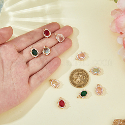 10Pcs 5 Colors Brass Micro Pave Cubic Zirconia Pendants&nbsp;KK-HS0015-57