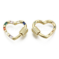 Brass Micro Pave Cubic Zirconia Screw Carabiner Lock Charms&nbsp;ZIRC-S066-043-NF