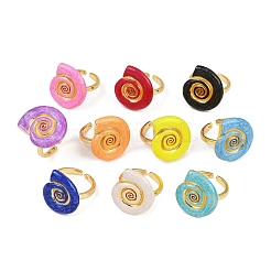 Brass Enamel Adjustable Cuff Rings for Women&nbsp;RJEW-G357-01F