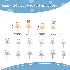 120Pcs 6 Style 201 & 304 Stainless Steel Cup Pearl Peg Bails Pin Pendants&nbsp;STAS-UN0043-45