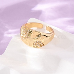 Brass Micro Pave Cubic Zirconia Open Cuff Rings for Women&nbsp;KK-CBA3D94-03G