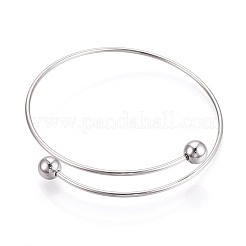 Adjustable 304 Stainless Steel Wire Cuff Bangle Making&nbsp;MAK-WH20002-01B-P