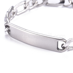 Tarnish Resistant 667 Stainless Steel Figaro Chain ID Bracelets&nbsp;BJEW-G631-02P