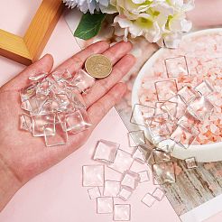 150Pcs 3 Styles Transparent Glass Square Cabochons&nbsp;GGLA-SZ0001-31