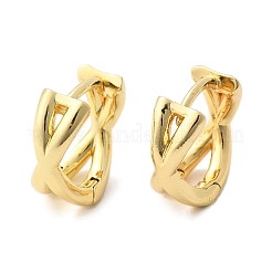 Rack Plating Brass Criss Cross Hoop Earrings for Women&nbsp;EJEW-B014-15G