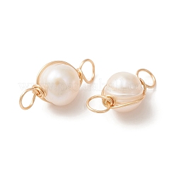Natural Cultured Freshwater Pearl Connector Charms&nbsp;PALLOY-YW0001-39