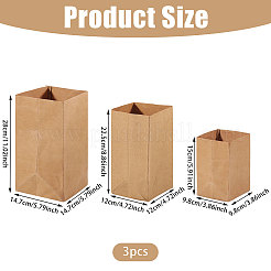 3Pcs 3 Styles Kraft Paper Washable Storage Bags&nbsp;ABAG-CA0001-20