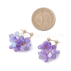 Flower Brass Resin Dangle Stud Earrings&nbsp;EJEW-TA00778-01