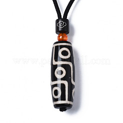 Buddhist Jewelry Natural Tibetan Style dZi Agate Mala Beads Pendant Necklaces&nbsp;NJEW-Q312-001
