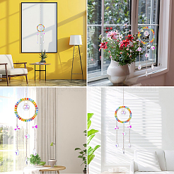 1Pc Colorful Glass Beaded Woven Net Suncatchers&nbsp;AJEW-CY0001-95C