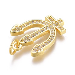 Brass Micro Pave Clear Cubic Zirconia Pendants&nbsp;ZIRC-Z008-35G