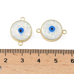 Brass Synthetic Opal Evil Eye Connector Charms&nbsp;G-P579-01A-G