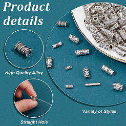 120Pcs 12 Styles Tibetan Style Alloy Tube Beads&nbsp;FIND-PH0020-79