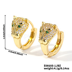 Brass Pave Cubic Zirconia Hoop Earrings&nbsp;NQ9998-2