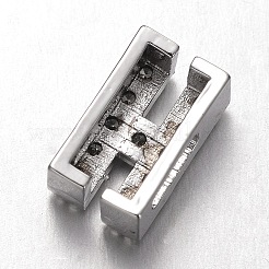 Platinum Plated Brass Micro Pave Cubic Zirconia Letter Slide Charms&nbsp;LS-X-ZIRC-E015-04H