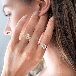 4Pcs 2 Color Adjustable Brass Solitaire Ring Settings&nbsp;KK-AR0003-80
