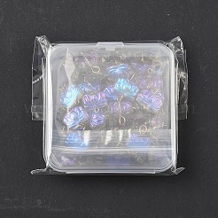 50Pcs Electroplated Transparent Glass Flower Connector Charms&nbsp;PALLOY-YW00044
