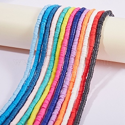 18 Strands 18 Colors Flat Round Handmade Polymer Clay Beads Strands&nbsp;CLAY-SZ0001-77