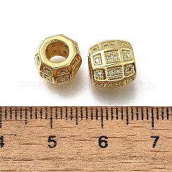 Brass Micro Pave Clear Cubic Zirconia European Beads&nbsp;ZIRC-I070-146G