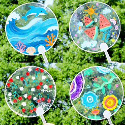 15Pcs Transparent PVC Hand Held Fan&nbsp;DIY-HS0002-26