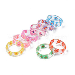 Transparent Resin Flower Finger Ring for Women&nbsp;RJEW-T022-029