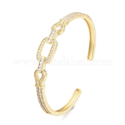 Cubic Zirconia Oval & Fish Open Cuff Bangle&nbsp;BJEW-G651-06G