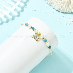 Brass Micro Pave Clear Cubic Zirconia Charm Bangles&nbsp;BJEW-JB13992