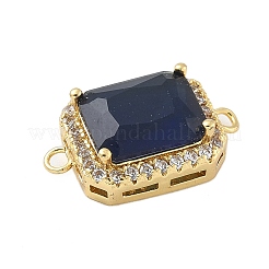 Rack Plating Brass Micro Pave Clear Cubic Zirconia Rectangle Connector Charms&nbsp;KK-A234-028G-02