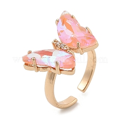 Butterfly Rack Plating Brass Micro Pave Cubic Zirconia Rings&nbsp;RJEW-S243-01KCG