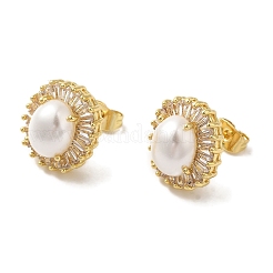Oval ABS Imitation Pearl Studs Earrings&nbsp;EJEW-K289-09G