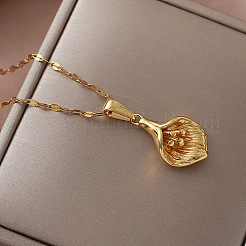 Vintage 304 Stainless Steel Flower Pendant Necklaces for Women&nbsp;UY1558