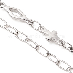 304 Stainless Steel Rhombus Cross Link Chain Bracelet Making&nbsp;AJEW-JB01581