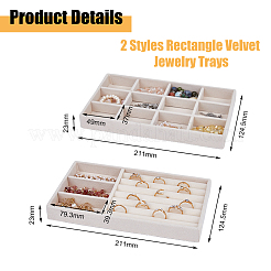 2Pcs 2 Styles Rectangle Velvet Jewelry Trays&nbsp;ODIS-DC0001-03