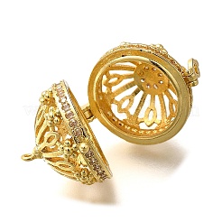 Rack Plating Brass Micro Pave Cubic Zirconia Bead Cage Pendants&nbsp;KK-M313-12G-01