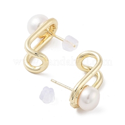Natural Pearl Stud Earrings&nbsp;EJEW-P256-76G