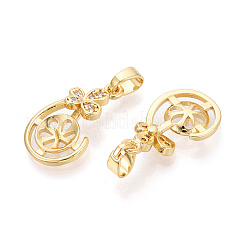 Brass Micro Pave Clear Cubic Zirconia European Dangle Charms Bails&nbsp;KK-N276-17G