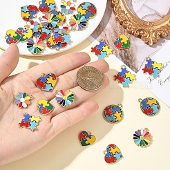 30Pcs 6 Styles Alloy Enamel Pendants&nbsp;ENAM-YW0009-22