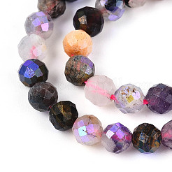 AB Color Plated Natural Garnet & Rose Quartz & Black Spinel & Amethyst & Quartz Crystal & Ice Obsidian Beads Strands&nbsp;G-T144-B07-07