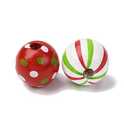Christmas Printed Wood European Beads&nbsp;WOOD-Z007-02