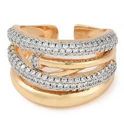 Brass Micro Pave Clear Cubic Zirconia Multi-layer Open Cuff Ring for Women&nbsp;RJEW-Q819-19G
