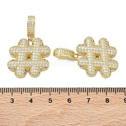 Brass Micro Pave Cubic Zirconia Pendants&nbsp;KK-P345-17G-05