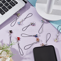 10Pcs Alloy Glass Mobile Straps&nbsp;HJEW-OC00121